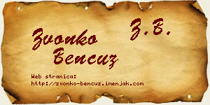 Zvonko Bencuz vizit kartica